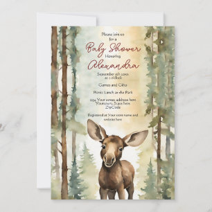 Convite Bebê Moose Gênero Chá de fraldas neutro