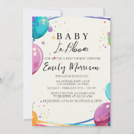 Convite Bebê na floração e Chá de fraldas de Balões