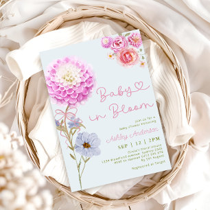 Convite Bebê no Bloom Arco Rosa Chá de fraldas Azul