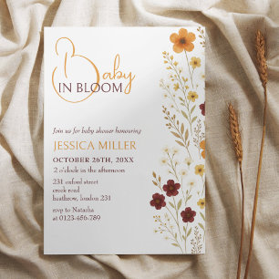 Convite Bebê no Bloom Autumn Wildflower Chá de fraldas