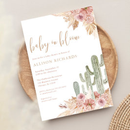 Convite Bebê no Bloom Boho cactus pampas chá de fraldas