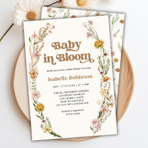 Convite Bebê no Bloom Boho Chic Floral Chá de fraldas