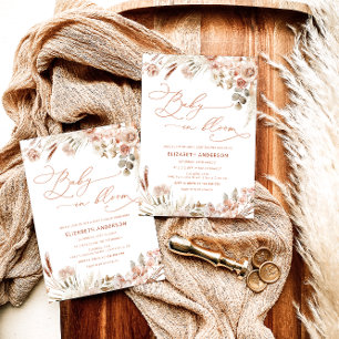 Convite Bebê no Bloom Boho Fall Chá de fraldas Floral