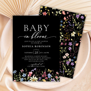 Convite Bebê no Bloom Boho Flor Selvagem Chá de fraldas Ne