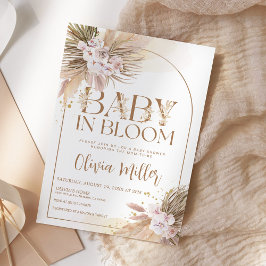 Convite Bebê no Bloom Boho Pampas Chá de fraldas Grass