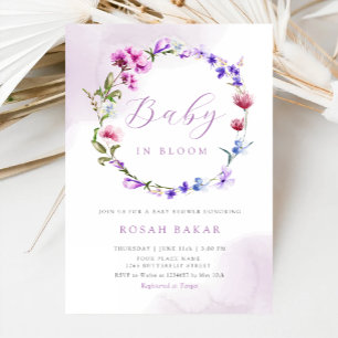 Convite Bebê no Bloom Boho Wildflower Chá de fraldas