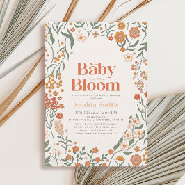 Convite Bebê no Bloom Boho Wildflower Chá de fraldas