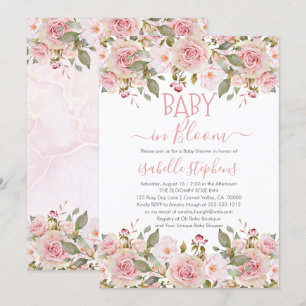 Convite Bebê no Bloom - Chá de fraldas Floral Rosa