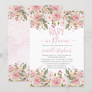 Convite Bebê no Bloom - Chá de fraldas Floral Rosa