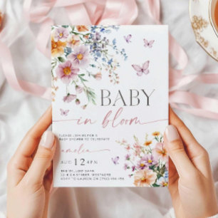 Convite Bebê no Bloom Convite, Chá de fraldas de Flor Selv