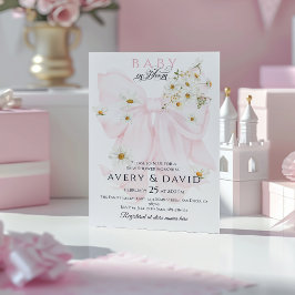 Convite Bebê no Bloom Daisy Pink Arco Chá de fraldas Rapar