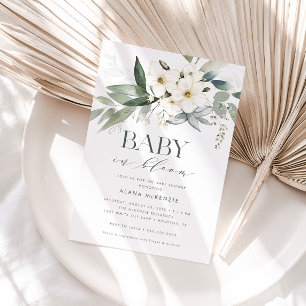 Convite Bebê no Bloom Elegante Chá de fraldas Verde