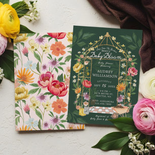 Convite Bebê no Bloom Floral Garden Chá de fraldas