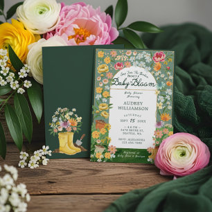 Convite Bebê no Bloom Floral Garden Chá de fraldas