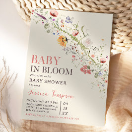 Convite Bebê No Bloom Floral Primavera Chá de fraldas