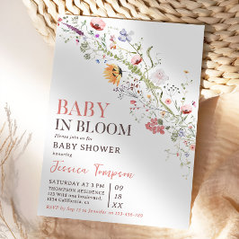 Convite Bebê No Bloom Floral Primavera Chá de fraldas
