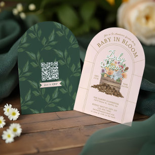 Convite Bebê no Bloom Floral Wood Crate Garden Chá de fral