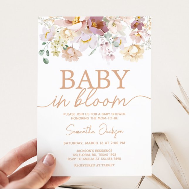 Convite Bebê no Bloom Florals Chá de fraldas (Spring Wildflower Baby Shower Invitation)