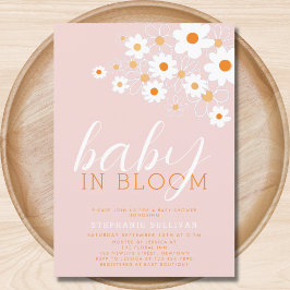Convite Bebê no Bloom Pink Daisy Chá de fraldas