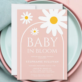 Convite Bebê no Bloom Pink Daisy Chá de fraldas