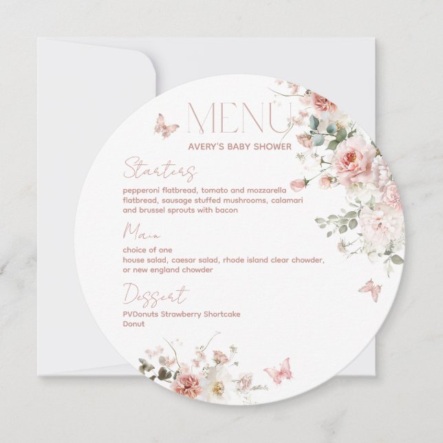 Convite Bebê no Bloom Rosas Rosa Chá de fraldas Floral (Frente)