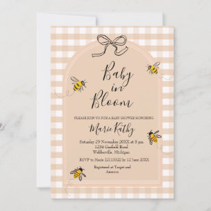 Convite Bebê no Bloom Rustic Bee Daisy Invitation