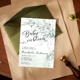 Convite Bebê no Bloom Sage Green Chá de fraldas