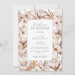 Convite Bebê no Bloom Twins de Flor Selvagem Chá de fralda