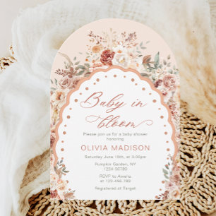 Convite Bebê no Bloom Watercolor Boho Floral Chá de fralda