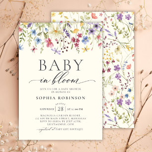 Convite Bebê no Bloom Wildflower Boho Chá de fraldas