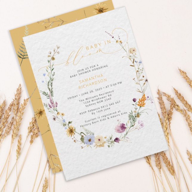 Convite Bebê no Bloom Wildflower Rustic Chá de fraldas (Criador carregado)