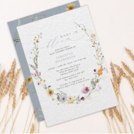 Convite Bebê no Bloom Wildflower Rustic Chá de fraldas