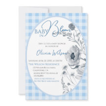 Bebê No Bloomo Gingham Floral Chá de fraldas Azul