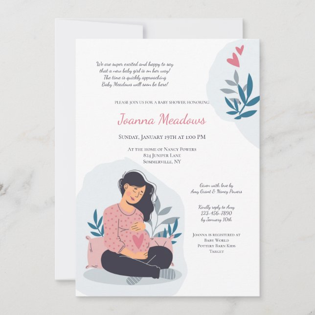 Convite Bebê no caminho Chá de fraldas (Frente)