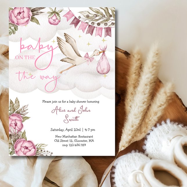 Convite Bebê no caminho da cegonha e Chá de fraldas de bal (Criador carregado)