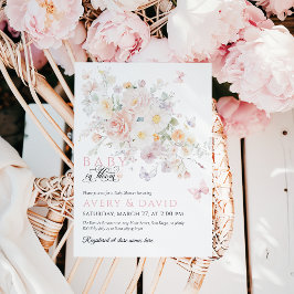 Convite Bebê no Chá de fraldas da borboleta de flores selv