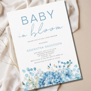 Convite Bebê No Chá de fraldas De Blogue Azul Floral