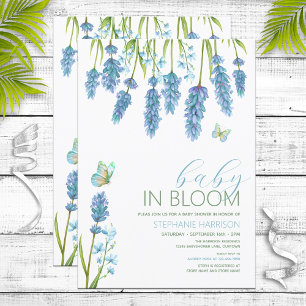 Convite Bebê no Chá de fraldas de flor selvagem azul de sa