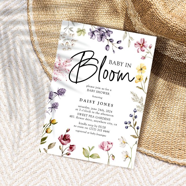 Convite Bebê no Chá de fraldas de flor selvagem de Bloom (Criador carregado)