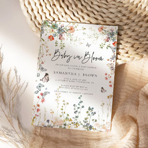 Convite Bebê no Chá de fraldas de flor selvagem de Bloom