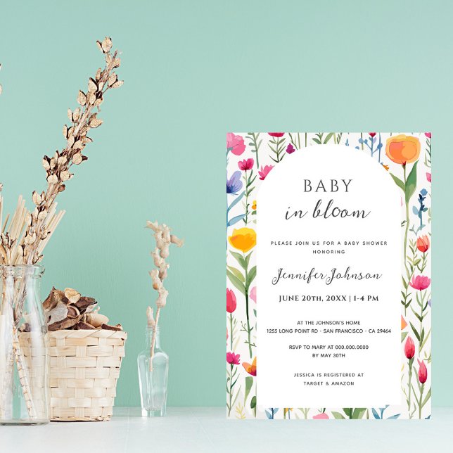 Convite Bebê no Chá de fraldas de Flores de Água Bloom (Criador carregado)