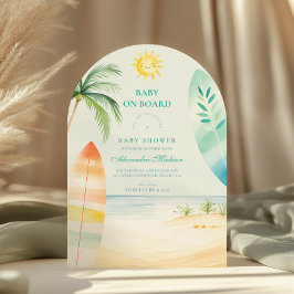 Convite Bebê no Chá de fraldas de Surf da praia Conselho