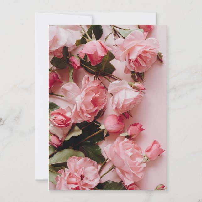 Convite Bebê no chá de fraldas floral cor-de-rosa (Verso)