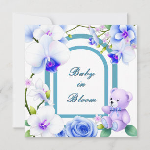 Convite Bebê no chá de fraldas floral de Bloom para um men