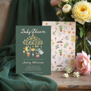 Convite Bebê no Chá de fraldas móvel Bloom Garden