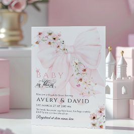 Convite Bebê no Chá de fraldas Primavera de Arco de Flor S
