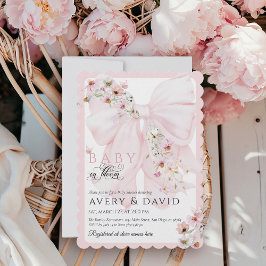 Convite Bebê no Chá de fraldas Primavera de Arco de Flor S