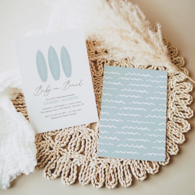 Convite Bebê no Conselho Chá de fraldas de Surfboard de Aq (Criador carregado)