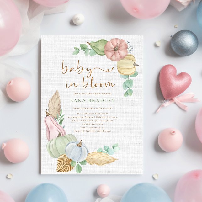 Convite bebê no florê Programa de Bebê Pumpkin no outono d (Criador carregado)