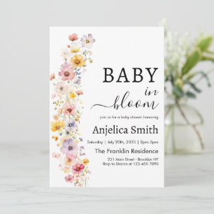 Convite Bebê no Primavera de Sangue Chá de fraldas floral 